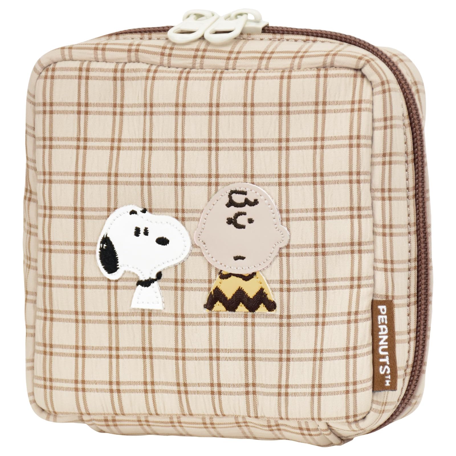 Квадратная сумочка с клетчатой нашивкой Snoopy, бежевый