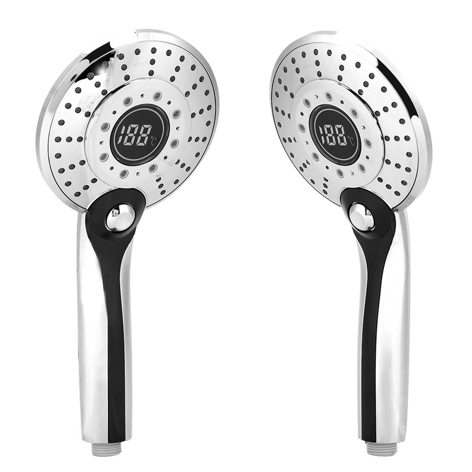 LED Shower Head, Digital Display Bathroom Sprayer Portable Color Changing Shower Heads 3 Spraying Modes High Pressure Device with