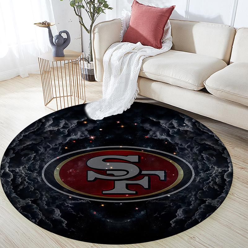 San Francisco 49ers Round Area Rug,Carpet Rug for Living Room Bedroom Sofa Playroom Decor,Non-slip Floor Mat