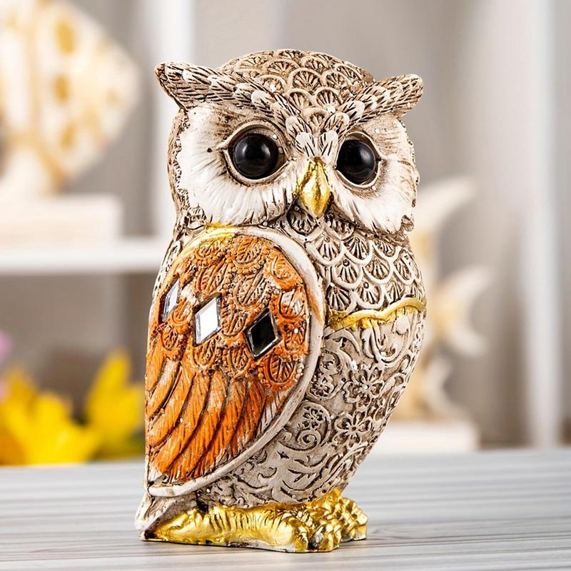 Owl Figurines Owl Garden Statue Handmade Resin Sculpture Ornaments Decoration Shelf Decor for Bathroom Desk Tabletop Living Room