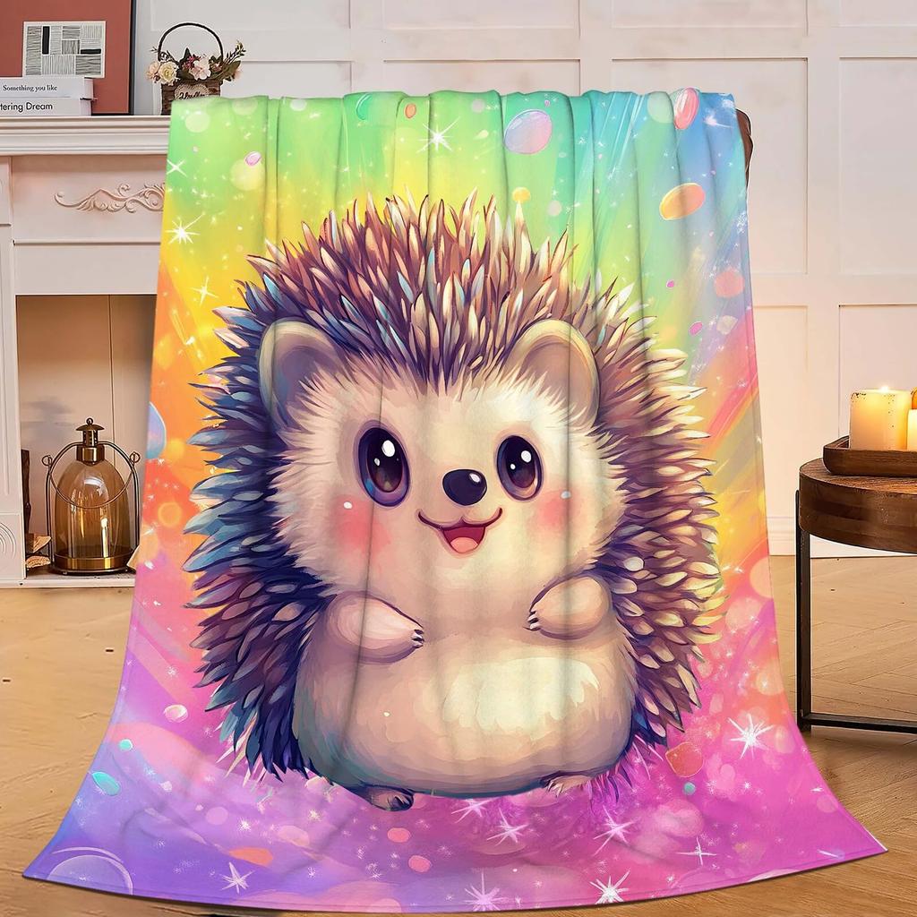 Cute Hedgehog Throw Blanket Super Soft Cozy Lightweight Fuzzy Comfy Flannel Blanket Plush for Couch, Sofa, Bed, Travel, Camping