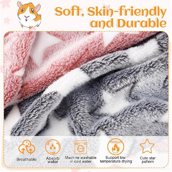 Guinea Pig Blanket, 2 Pack Warm Soft Coral Fleece Small Animal Blankets Washable Pet Cage Liners Sleep Mat Pad Cover for Rabbit Hamster Dog Cat