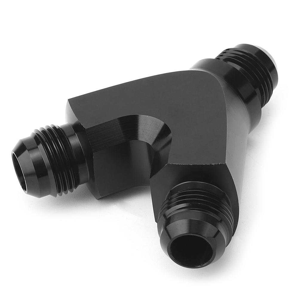 Aluminum Alloy 3Way Fitting Adapter Y Type AN10 10AN Male to 2X AN10 10AN Male Black