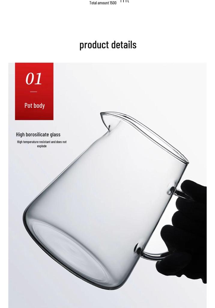 High Borosilicate Glass Tea Infuser Teapot with Filter and Gong Dao Bei Kettle