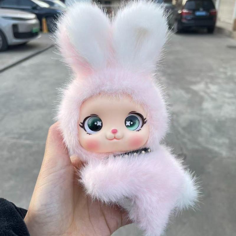 Cute Vinyl Bunny Doll Plush Toy Soft Kawaii Prone Position Rabbit Plushie Doll for Kids Adults Gifts Home Ornament Couple Gifts