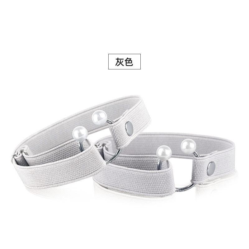 Adjustable High Heel Shoe Straps Anti-Slip Elastic Band with Metal Ring and Pearl Beads for Secure Fit and Heel Support
