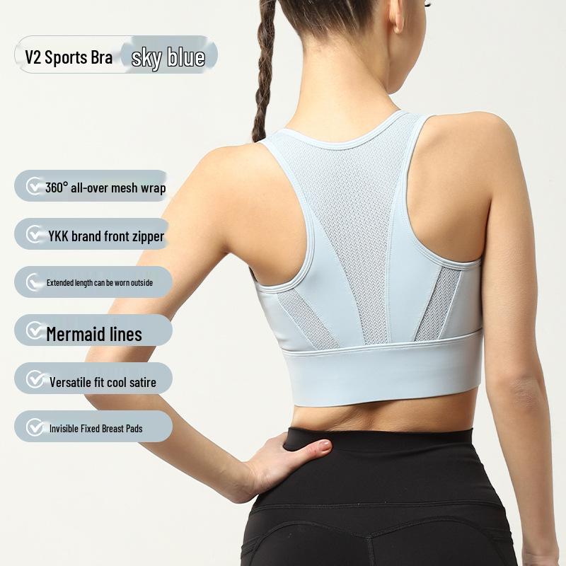 

Спортивный бюстгальтер с высокой степенью защиты от ударов для бега и йоги 4XL небесно-голубой