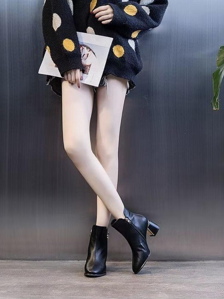 Fashion Solid Color Leather Autumn Winter Female Short Shoes Elegant with Medium Heels Booties Y2k Comfortable Pu 39 Women's Ankle Boots