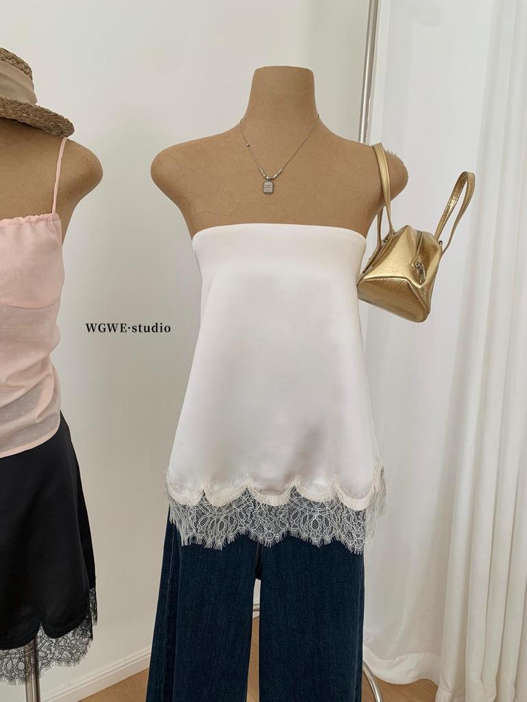Summer French Lace Patchwork Women's Bandeau Vest - Versatile Two-Way Top