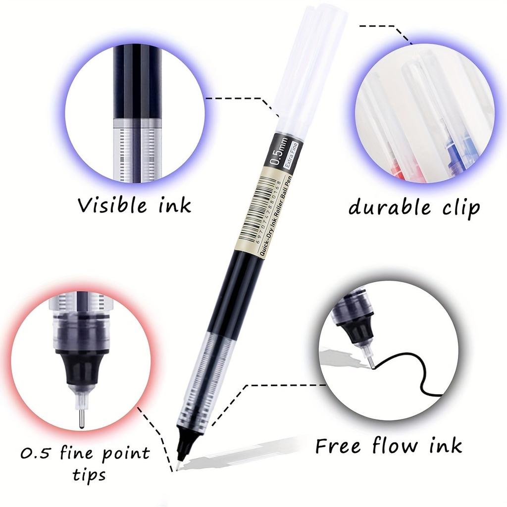Direct Liquid Quick Drying Ballpoint Pen, 0.5mm. Neutral Pen for Exam Writing and Homework, Neutral Pen for School Office Writing Stationery