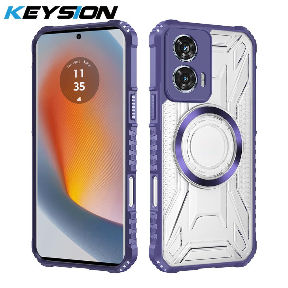 

KEYSION Transparent Magnetic Case for Motorola Edge 50 Fusion Soft Silicone+PC Shockproof Phone Cover for for Edge 50 Fusion for Edge 50 Fusion фиолетовый