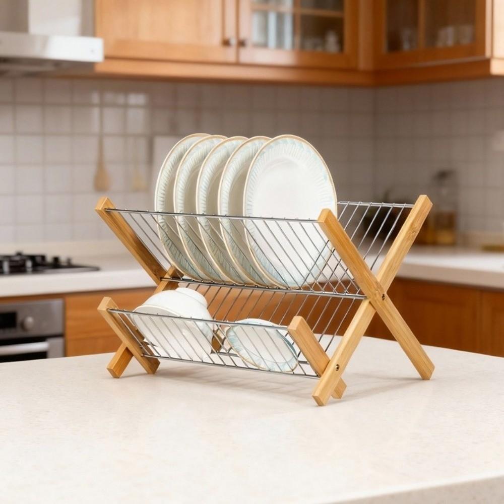 Foldable Bamboo Drain Rack Bamboo Kitchen Storage Organizer New Foldable Dish Rack For Kitchen