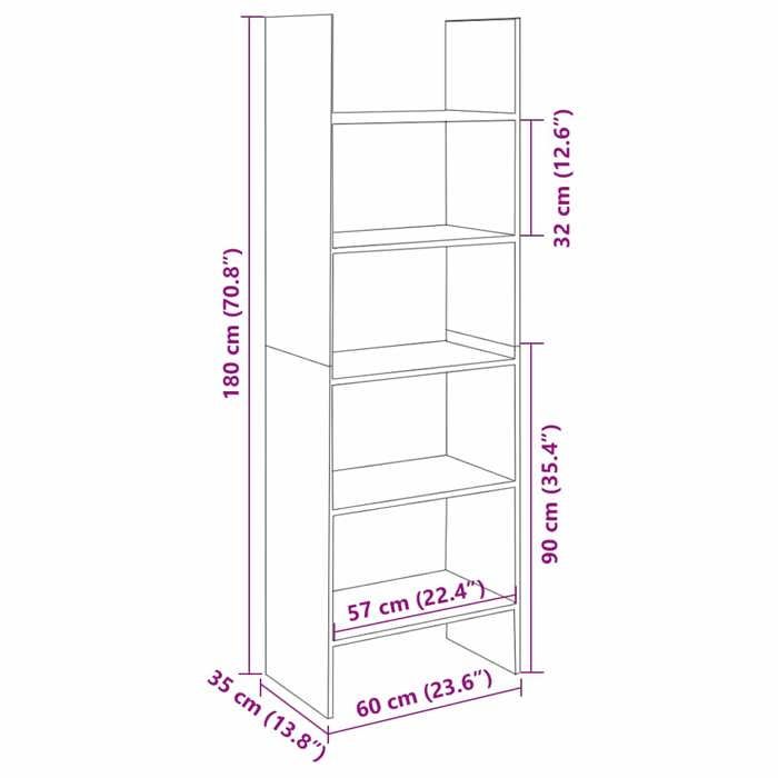 VidaXL Bibliothèque Gris béton 60x35x180 cm Bois d’ingénierie 803411