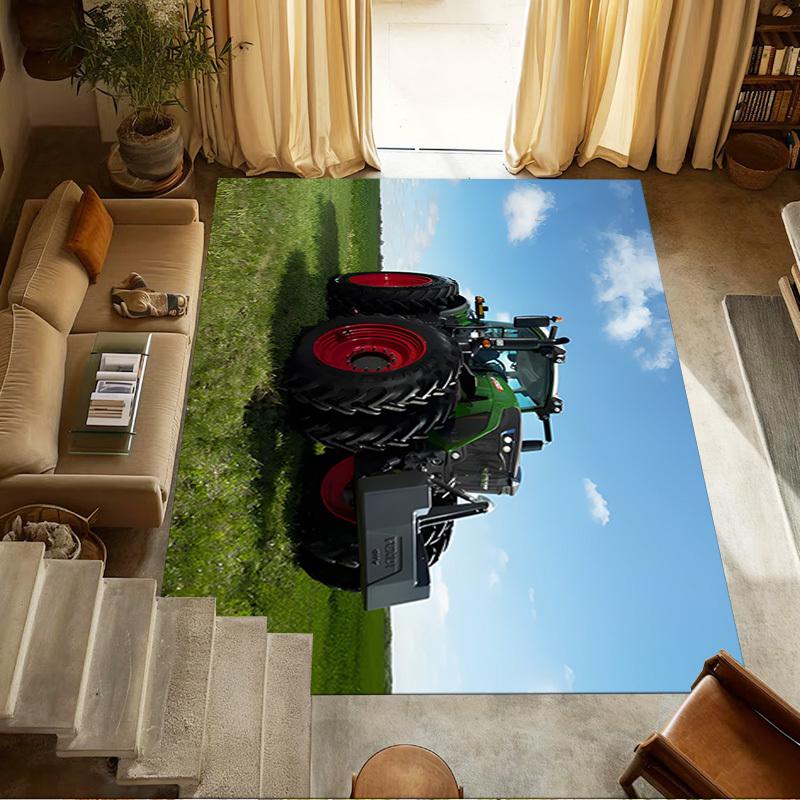 tractor field Crystal Velvet Office chair mat Area Rug - Non-Slip, Floor Mat, Office Desk Chair Rugs,Christmas Gift-1106247