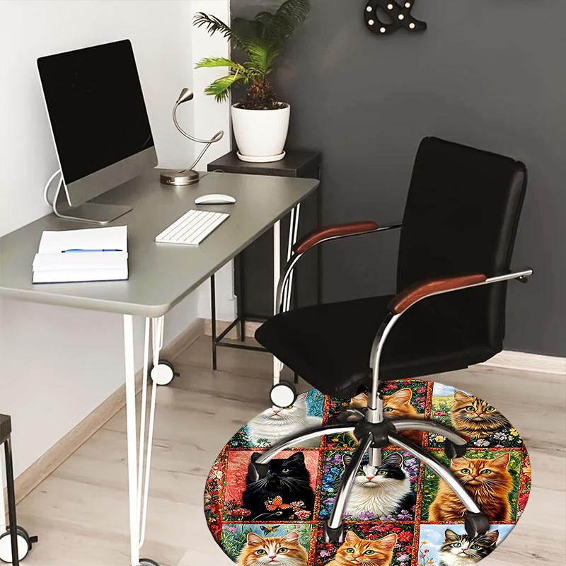 

1PC Cat Non-Slip Floor Round carpet, Office, family, bedroom, Large Area Rug Indoor Rugs, Durable PolyesterH0385 80cm by 80cm