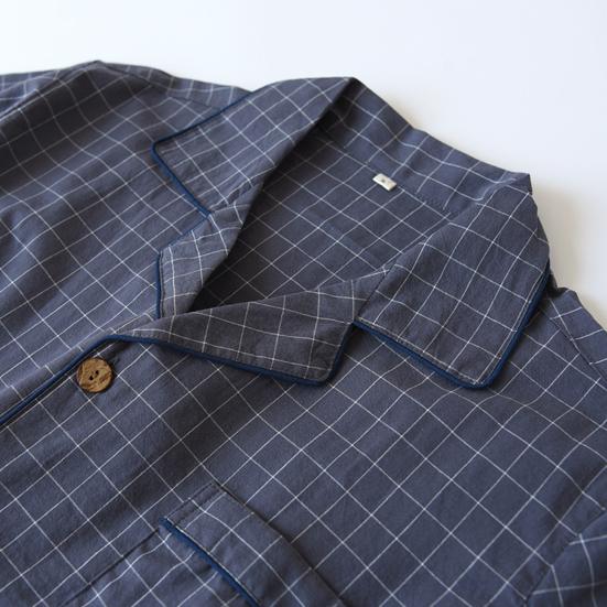 1 Set Pajama Set Soft Short Sleeve Casual Thin Comfortable Sleeping Wear Cotton Grid Print Men Homewear Daily Clothing