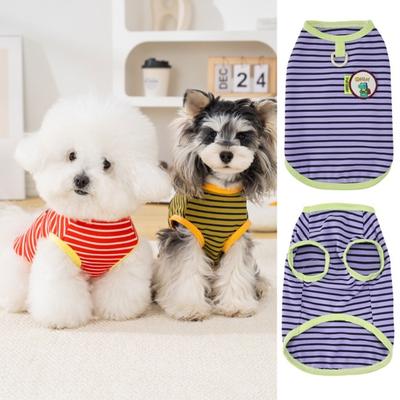 Gestreiftes Hundeshirt Atmungsaktives Sommer-Welpen-T-Shirt Stylisches Lockeres Hundeshirt für Kleine Hunde Schnauzer Bichon Frisé