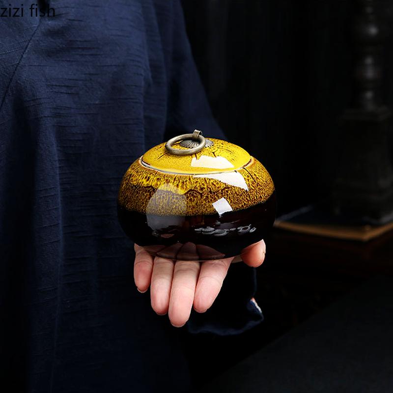 Kiln Transformed Ceramic Tea Caddy Tea Box Moisture-proof Sealed Tank Storage Tank Tea Container Candy Jar Tea Organizer Tea Can