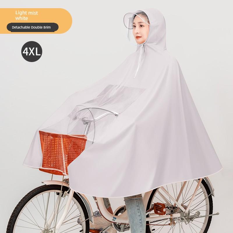 Bicycle Raincoat, All-In-One Rainproof Poncho for Junior High School Students, Transparent Double Brimmed Poncho for Cycling To School