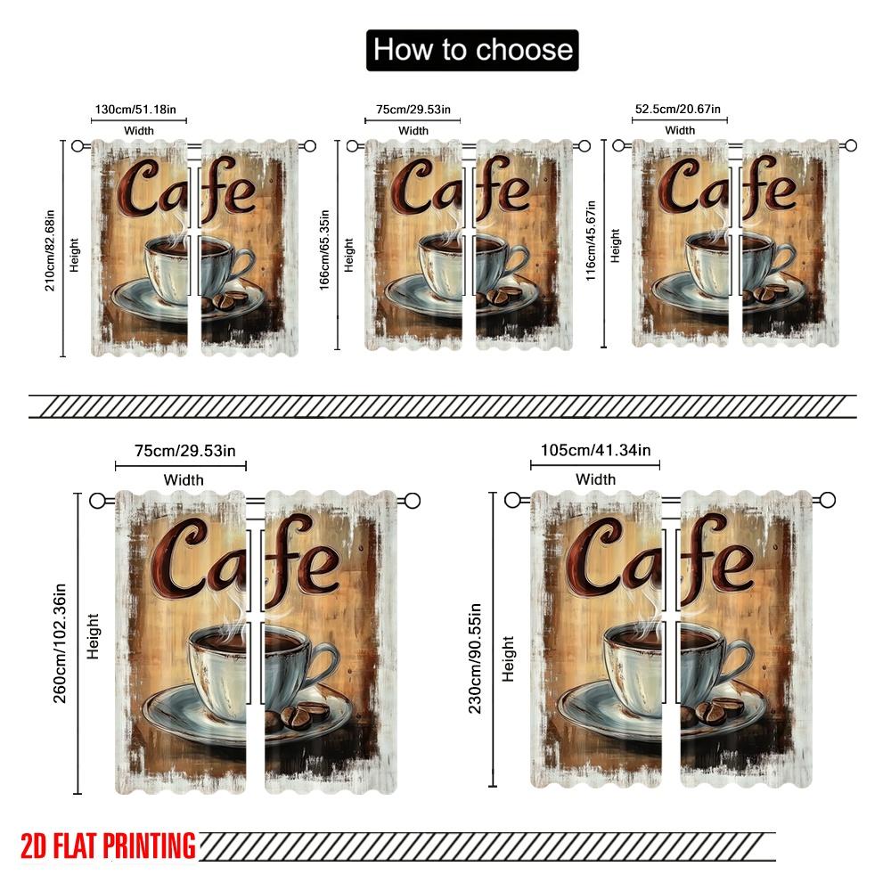 2pcs,2D plane printing Window Curtain Rustic Frame Polyester Fabric (without rod) Art Deco Festive Perfect for Living Room,