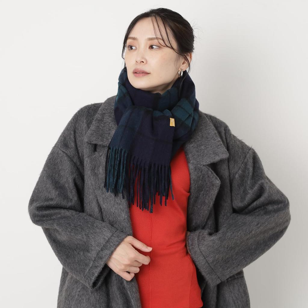 Moonbat miel Kaschmir Kaschmir Karo 60cm Breit x 190cm Warm zum Verschenken für Kaschmir Marineblau 100% Schal, Damen, Waschbar, Groß, Dick, Stola, Muster,