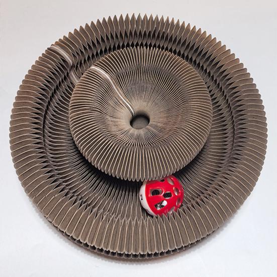 Flexible Accordion Cat Toy Changeable Cat Scratching Board with Bell Ball Portable