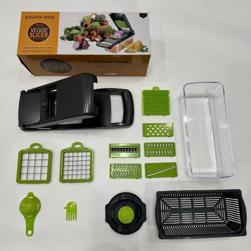 11/14/16 Pcs Multifunctional Vegetable Chopper Slicer Dicer With Interchangeable Blades For Home Kitchen Daily Cooking Meal Prep