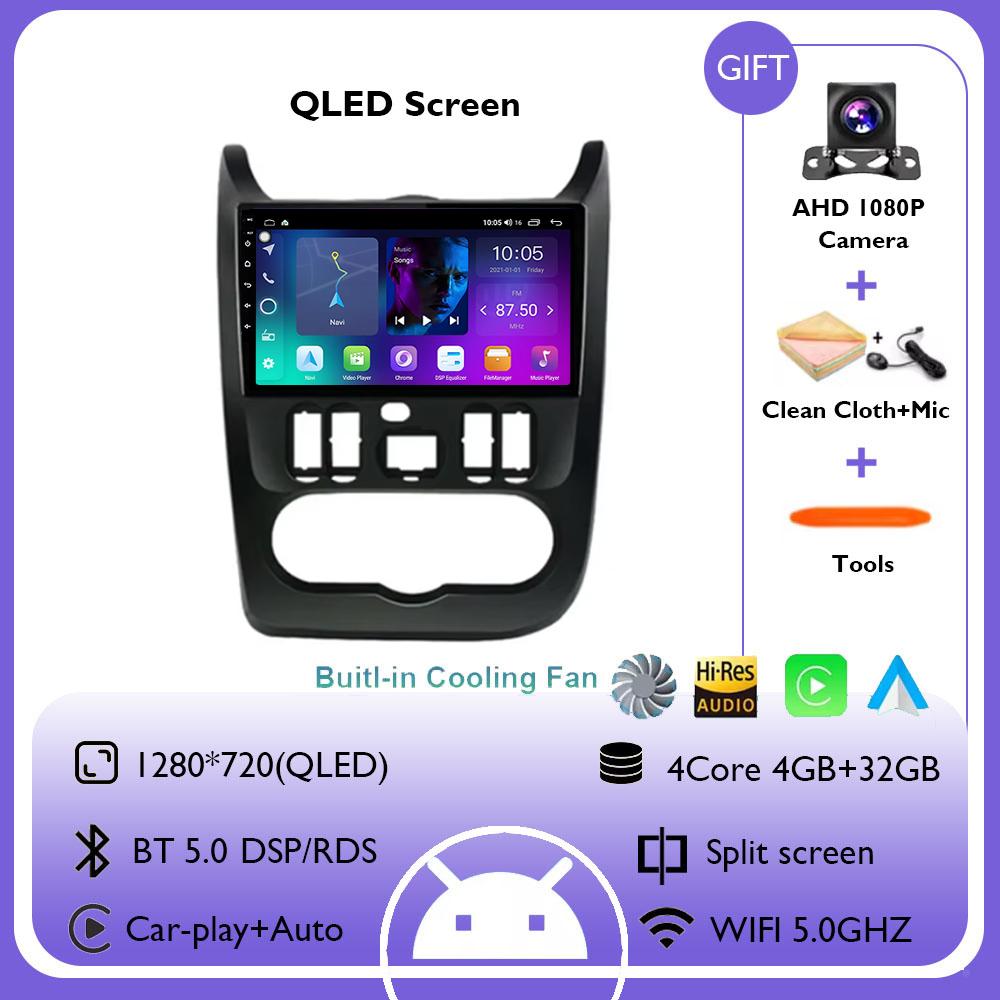 

Беспроводной CarPlay Android Auto Radio для Renault Logan 1 Sandero 2009-2013 Dacia Duster Автомобильный мультимедийный проигрыватель Android 14 Радио