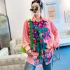 Thai Trendy Brand Autumn New Korean Version Cartoon Printed Shirt Medium and Long Cardigan Shirt Long Sleeve Top