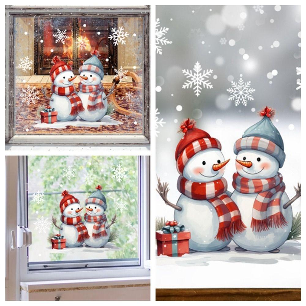 3pcs Self-adhesive New Year Windows Stickers Cartoon Xmas Decals Decor Mural  New Year