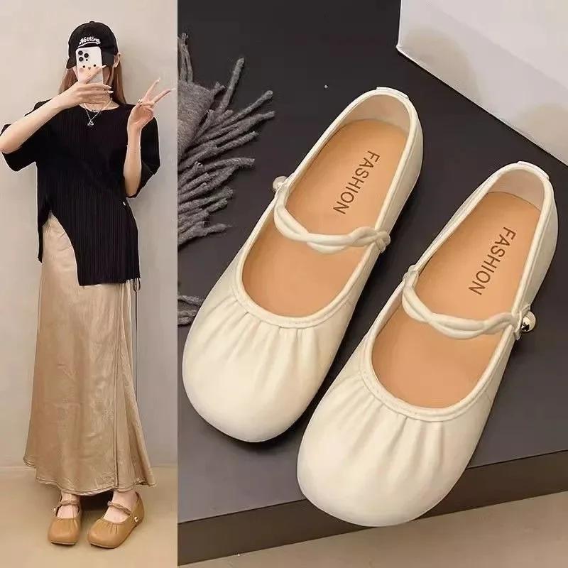 Fashion Women's Foldable Soft Bottom Flats Shoes Spring Summer New Style Korean Version Slip-On Shoes for Skirts Sweet Style