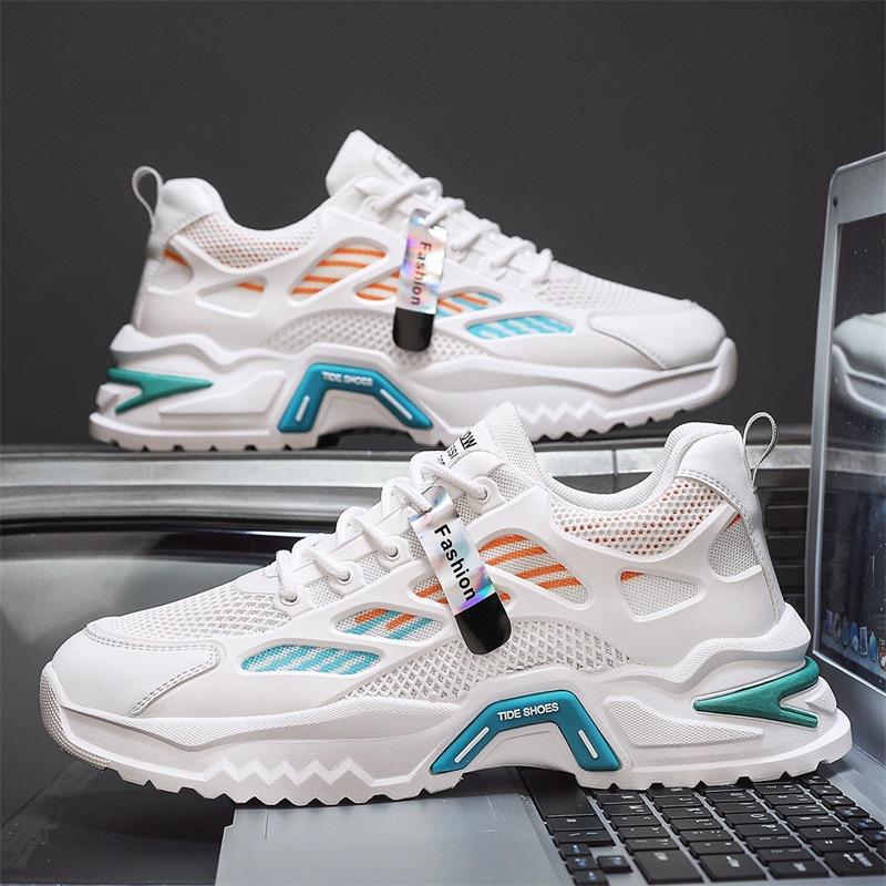 Mesh men's shoes summer breathable mesh shoes youth casual thick-soled heightening sports shoes 2025 new dad trendy shoes