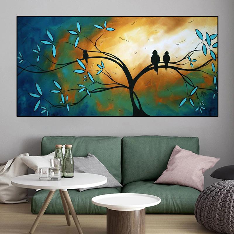 Bird Animal Canvas Painting Tree Landscape Posters and Prints Colorful Parrots Wall Pictures for Living Room Home Decor No Frame