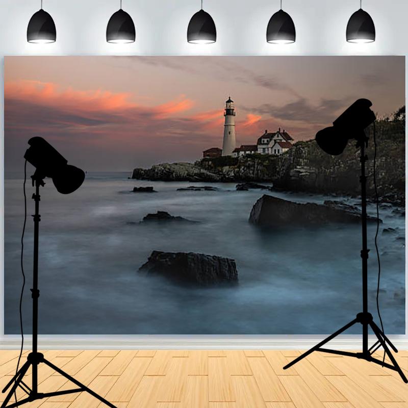 Marine Lighthouse Sailboat Theme Photography Background Wall Decor Romantic Healing Backdrops Portrait Photo Props LH-10