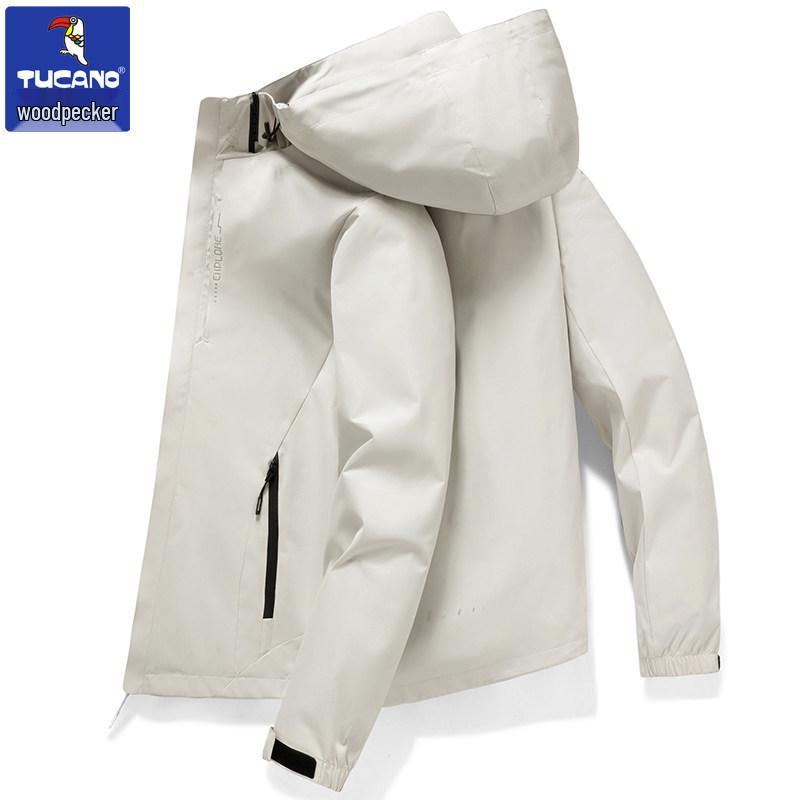 

Woodpecker Men s 2025 Spring/Autumn Windproof Waterproof Casual Jacket 5XL брудно-білий
