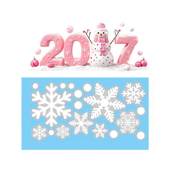 Reusable Christmas Shop Window Clings 2027 Static Clings, Snowman Snowflake Holly Glass Stickers, Digital Theme Decor Xmas Decals for Store