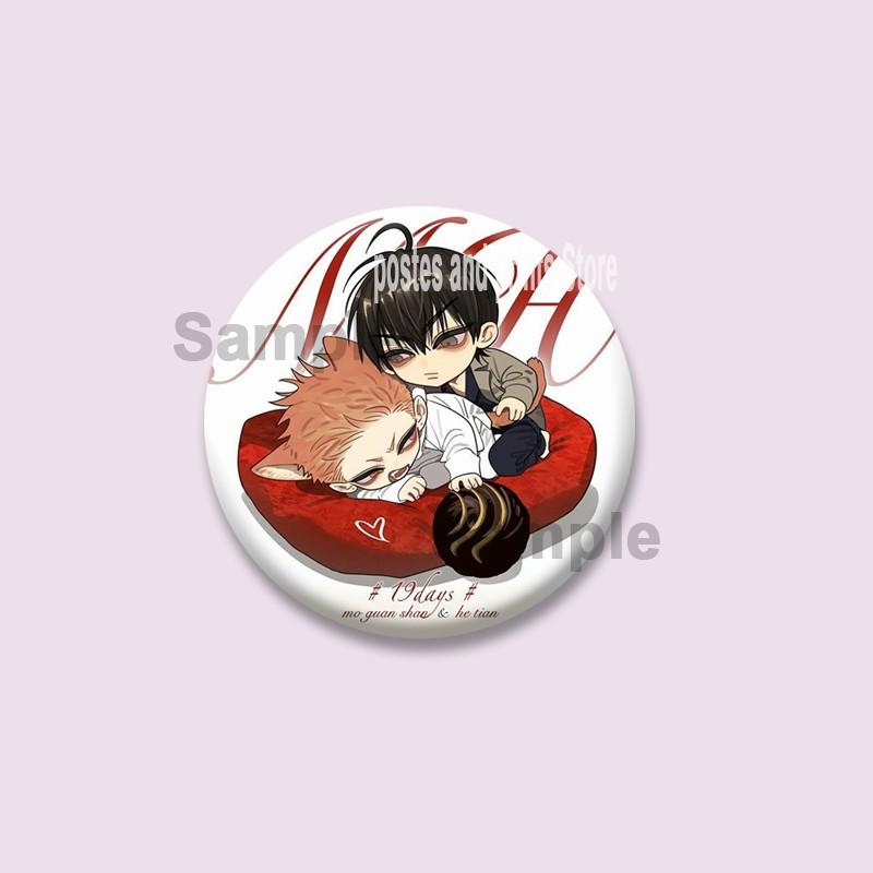 Manhwa BL Coreano Spilla a Moneta Cartone Animato Spille di Plastica Cartone Animato Mo Guan Shan He Tian Spilla Gioielli Regalo Zaino Cappello Accessori per Risvolto