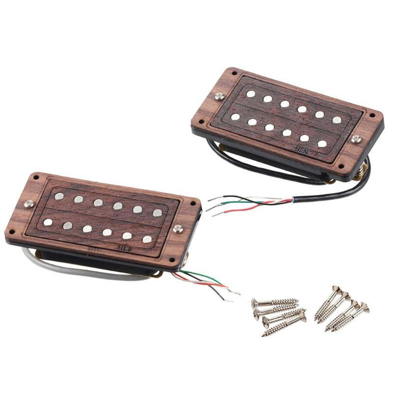 

Ceramic Magnet Guitar Pickups Double Coil Design Rosewood Mounting Frame for Electric Guitars Enhanced Clarity Full Tone 1