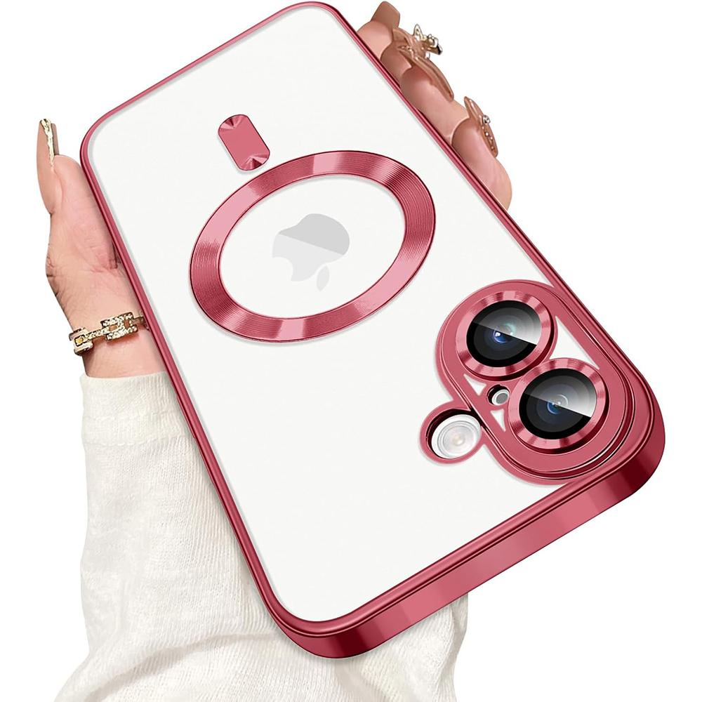 Luxury Plating Silicone Soft Case For iPhone 16E 16 15 14 13 12 11 Pro Max Plus Strong Magnetic Magsafe Clear Ultra Thin Cover
