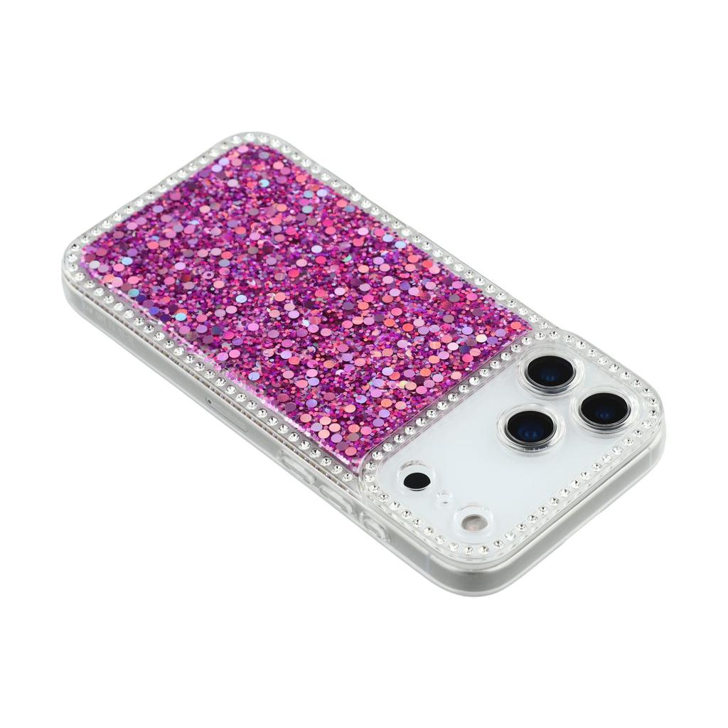 For iPhone 17 Pro Case Rhinestone Edge Glitter Epoxy TPU Phone Cover