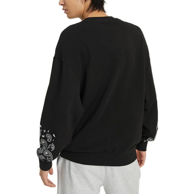 PUMA Logo Print Crew Neck Pullover Sweatshirt Unisex Tops Black 539522-01