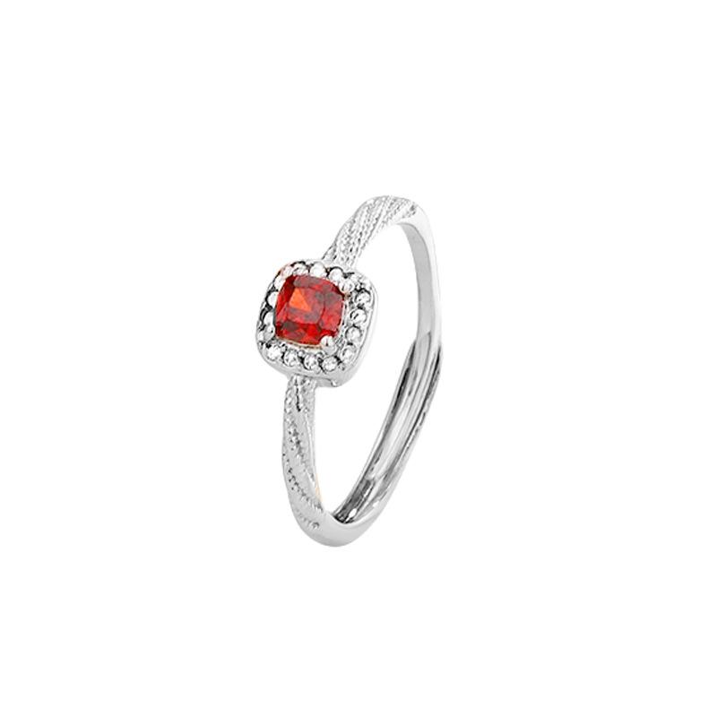 Artselect Ring Twist With Red Square Candy Stone White Plated Gold