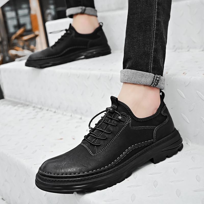 Men's Casual Leather Shoes Breathable Comfortable Men's Business Oxford Leather Flats Shoes Outdoor Fashion Men Flats