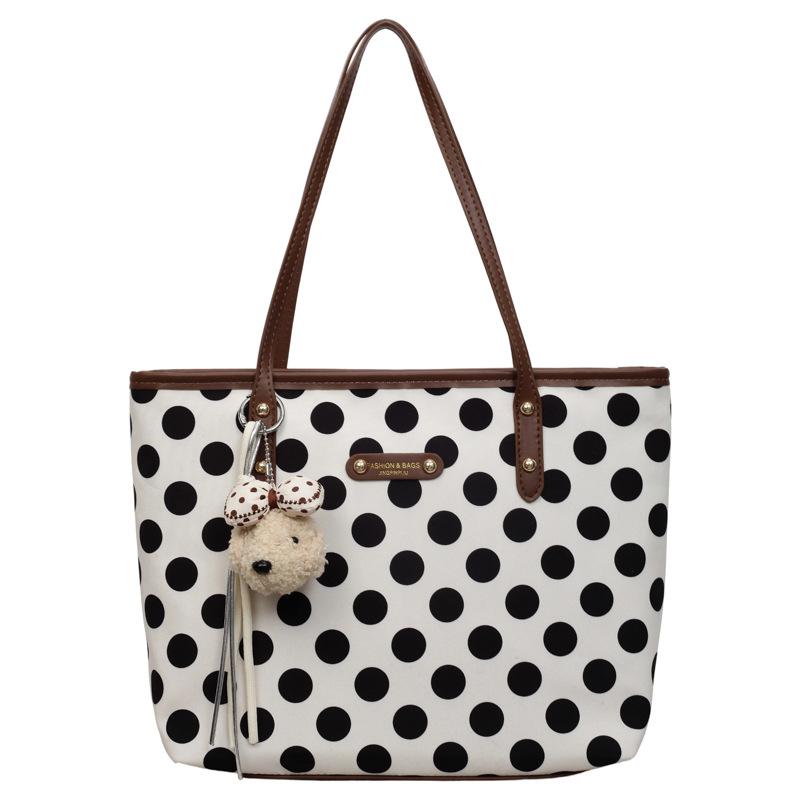 New Polka Dot Tote Bag Women'S Large-Capacity Shoulder Bag Versatile Fashion Messenger Bag Simple Commuter Bag