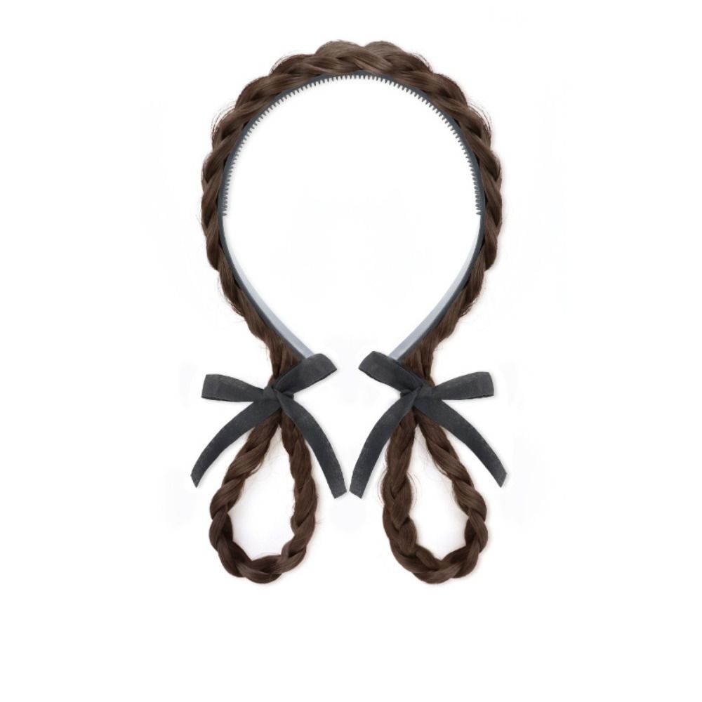 Headdress Bow Braided Headband Cute Lop-Eared Rabbit Bun Twist Braid Wig Bun Daily