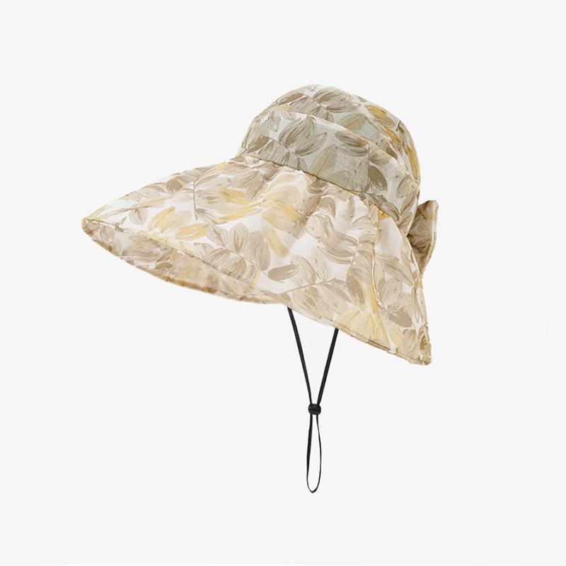 

Elegant And Breathable Floral Fabric Wide Brim Sun Hat For Women Various Colors Available зелений