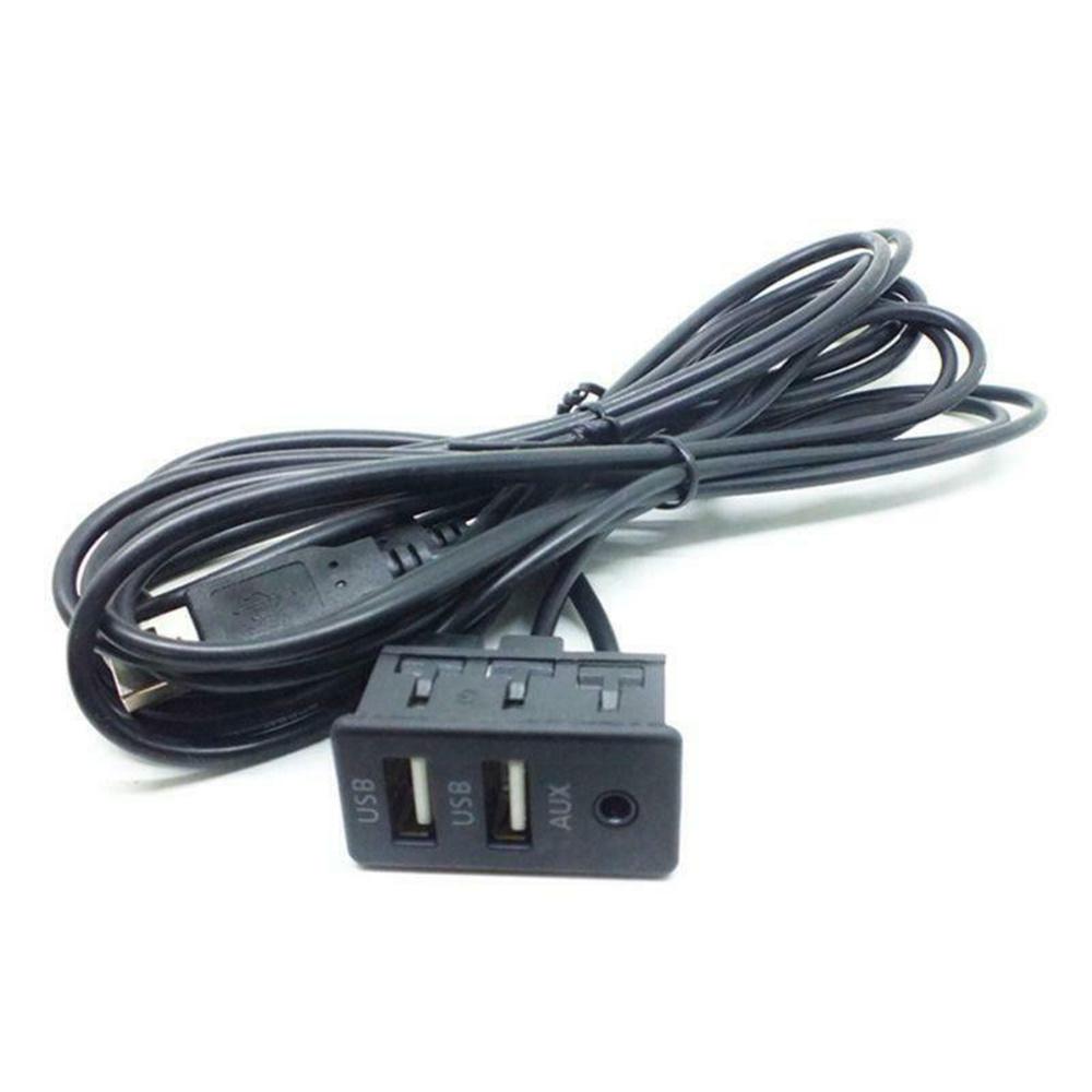 150CM Car Dash Mount AUX Dual USB Port Panel Auto USB Extension Cable Adapter x1