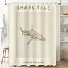 White Tip Reef Shark Shower Curtain Home Decor Bathroom Waterproof Modern Design Size69x70
