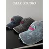 Denim Baseball Cap With Embroidered Letters For Casual Streetwear And Sun Protection