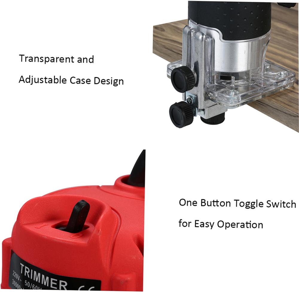 220V 800W Trim Router 30000rCelsiusmin with Transparent Base     Wood Laminate Electric Trimmer Compact Palm Router Corded for Woodworking Trim